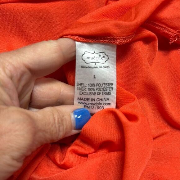Mud Pie Naomi Coral Ruffle Dress Size Large New - Picture 6 of 8